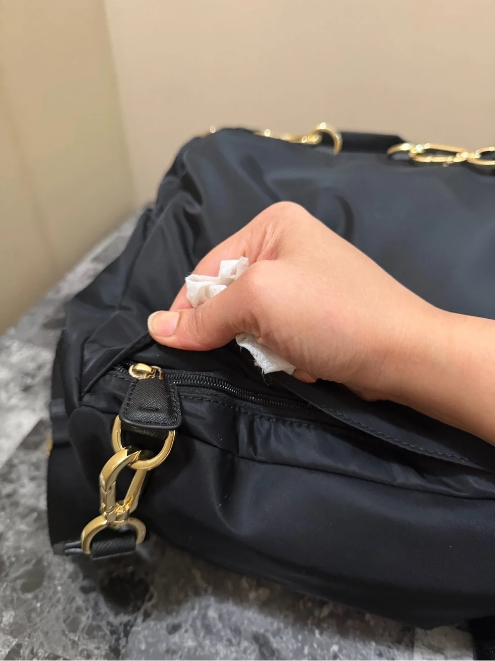 Tory Burch Black Nylon Backpack with Logo Flap
